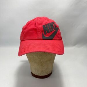 Nike Womans Red  Swoosh Stamp Cap Hat Adjustable Strap Cotton Back Logo